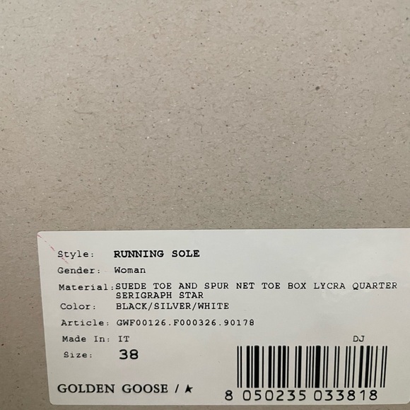 Golden Goose Women's Running Sole Athletic Sneaker Black With Silver Star Sz 38 - Picture 8 of 15